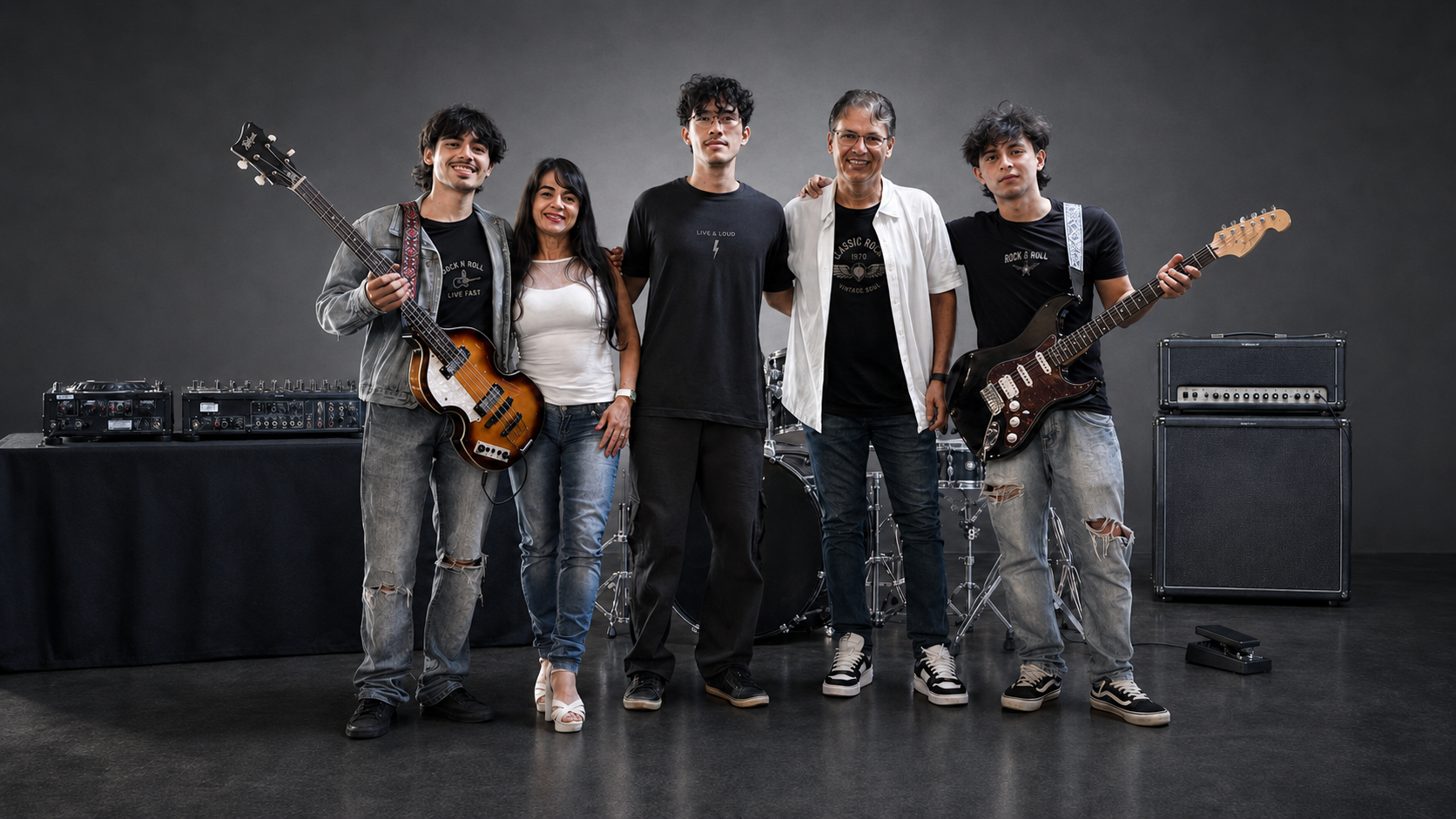 Banda Pilotos do Oeste com guitarras, baixo e bateria